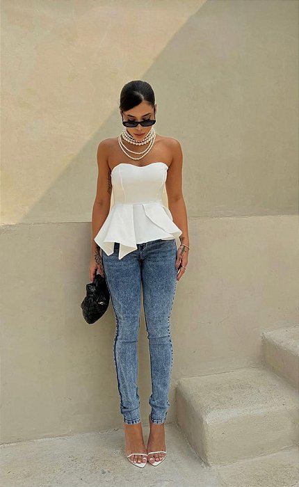 Calça Jeans Skinny Marmorizada