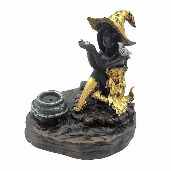 Porta Incensos Bruxinha com Caldeirão (8cm)