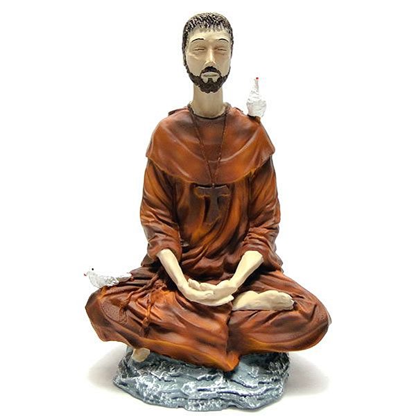 Estátua São Francisco de Assis Meditando em Posição de Lótus