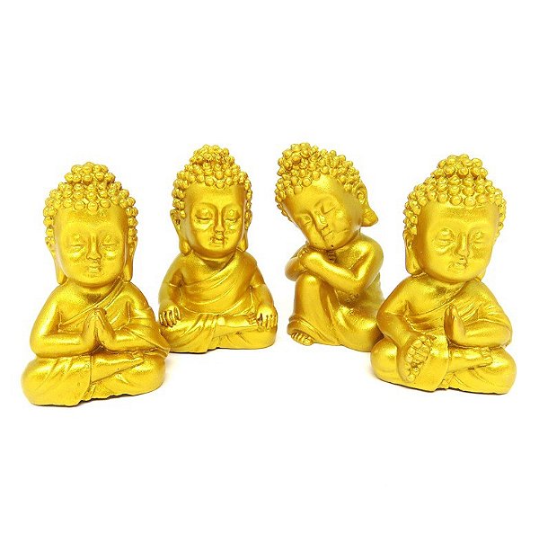 Estátua Buda Dourado com 4 Unidades (5cm)