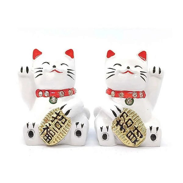 Maneki Neko Casal com Cristais (Gato da Sorte)