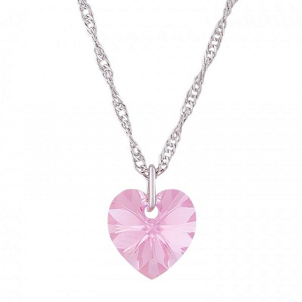 Gargantilha Coração Light Rose AB com Cristal Swarovski (10mm)