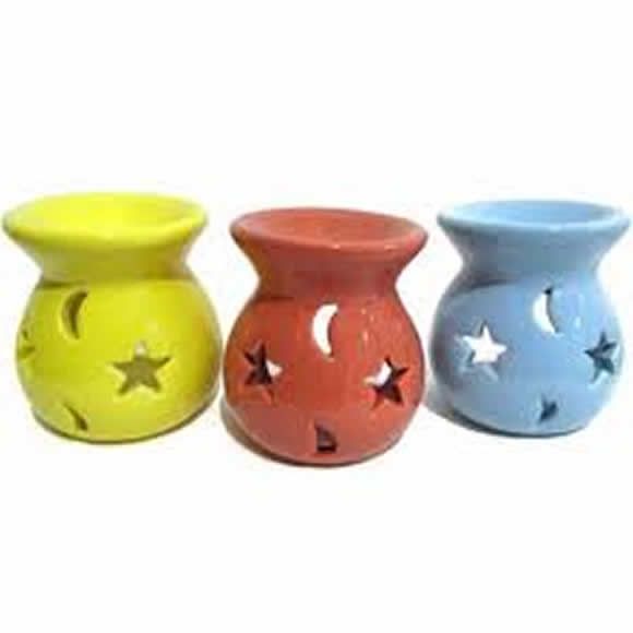 Aromatizador Rechaud Lua e Estrelas em Cerâmica (8cm)