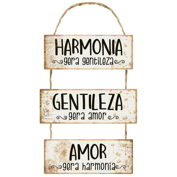 Placa Decorativa Harmonia Gera Gentileza (29,5x52cm)