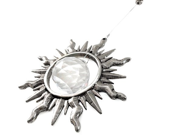 Móbile Fio de Luz Sol com Esfera de Cristal (44cm)