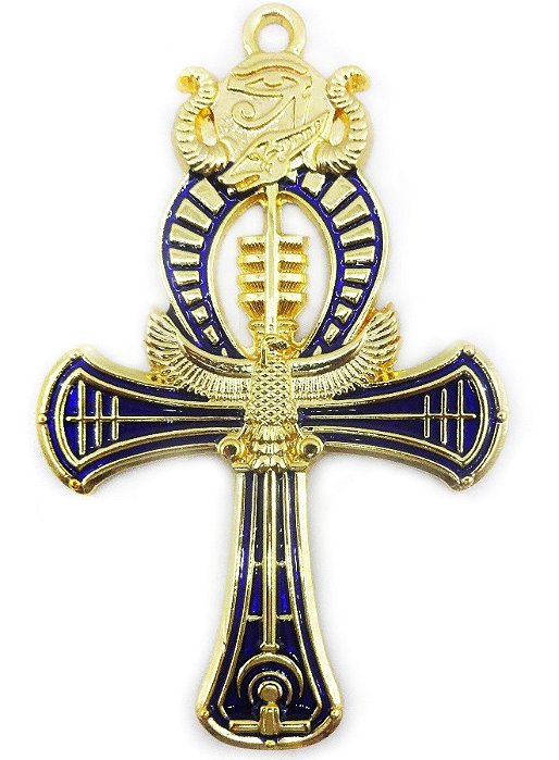 Pantáculo Cruz Ansata Ankh Águia Dourado (12x8cm)