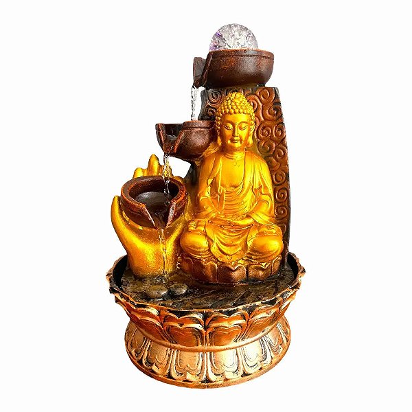 Fonte de Água Buda com Três Quedas (30cm)