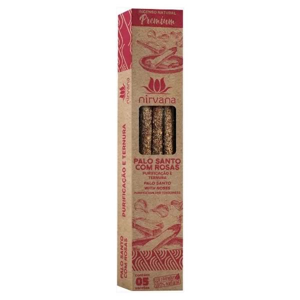 Incenso Natural Palo Santo com Rosas Premium (5 Varetas)