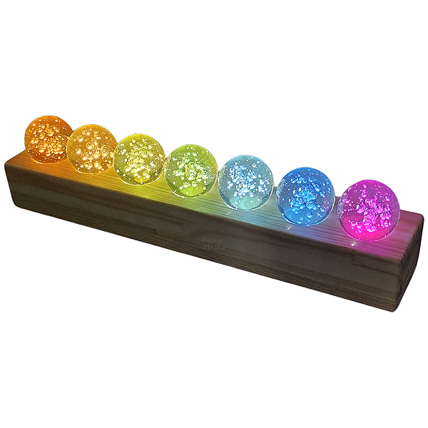 Luminária com Esferas dos Sete Chakras (33cm)