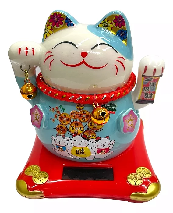 Gato da Sorte Manekineko em Cerâmica com Movimento (11cm)