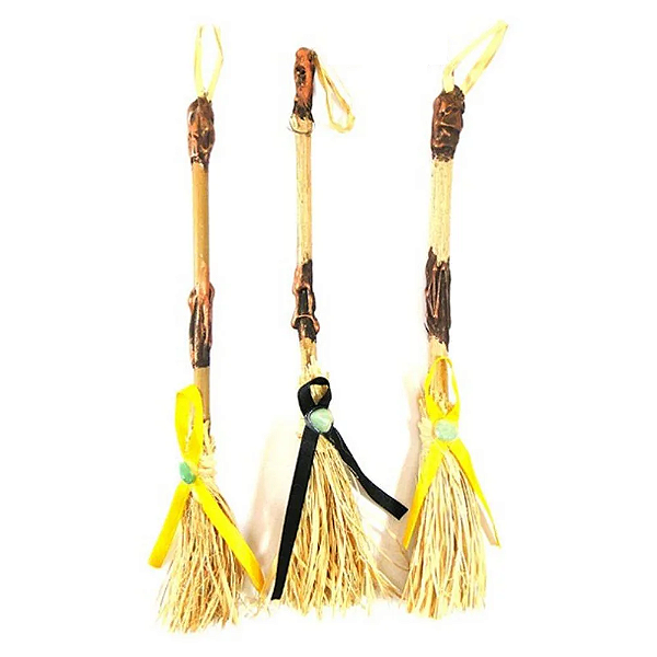 Vassoura de Bruxa Pequena com Pedras (20cm)