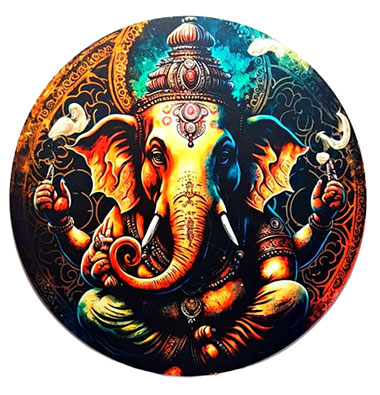 Placa Decorativa Redonda Ganesha (25cm)