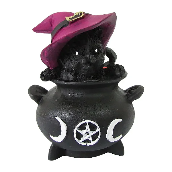 Gato Salem no Caldeirão de Bruxa Wicca (8cm)