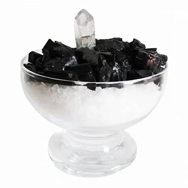 Taça da Proteção com Turmalina Negra, Ponta de Cristal e Sal Grosso (7cm)