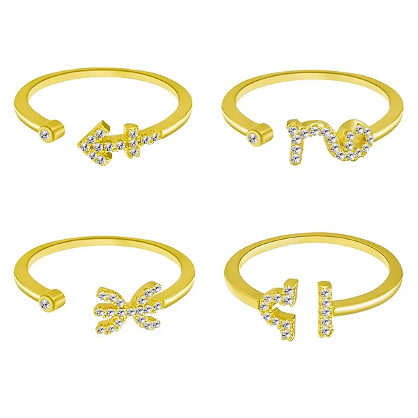 Anel Signos Banhado à Ouro com Cristal (Zodíaco)