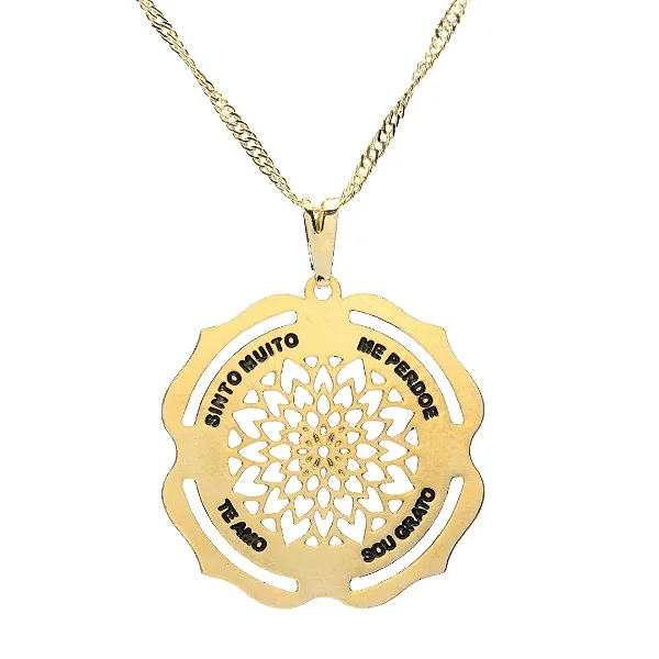 Gargantilha Mandala Hoponopono com Corrente (26mm)