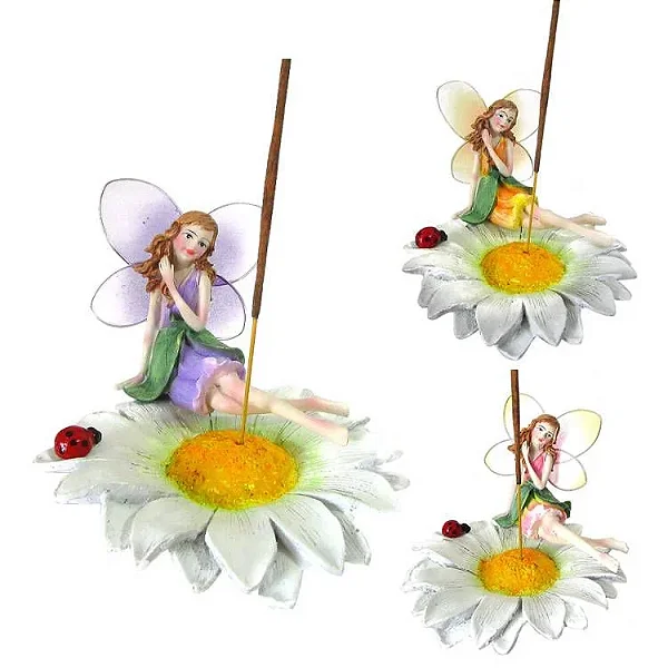 Incensário Fada na Flor Margarida (11cm)