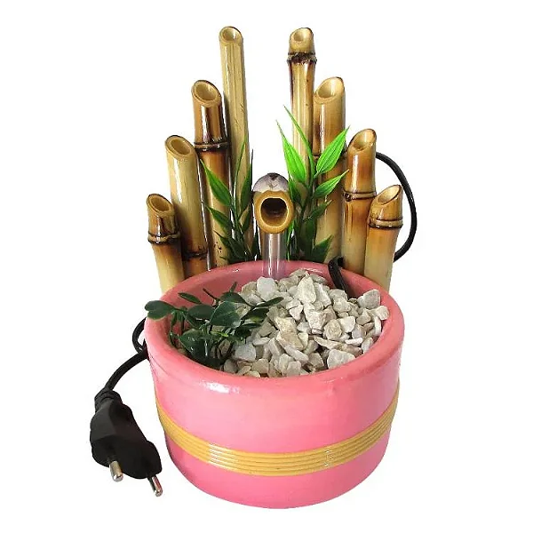 Fonte de Água Redonda em Cerâmica (11cm) Rosa