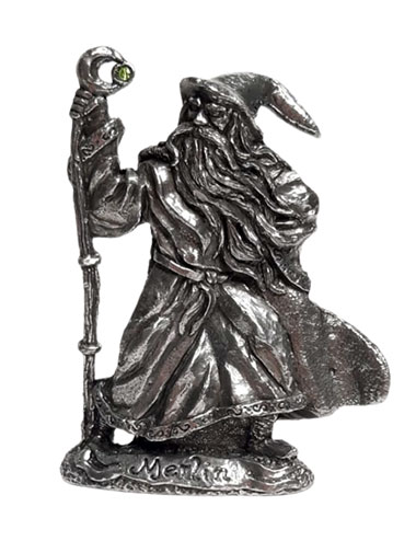 Estátua Mago Merlin em Metal com Cristal (12cm)