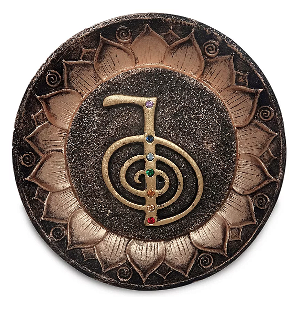 Incensário Redondo Cho-Ku-Rei com Pedras dos Chakras (11cm)