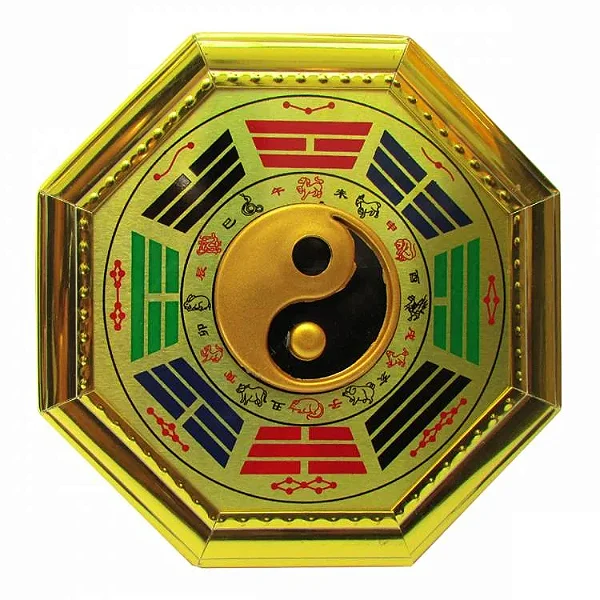 Baguá Feng Shui Yin Yang Dourado (13cm)