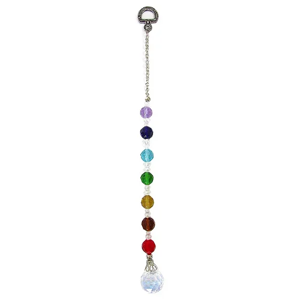 Móbile Cristais dos 7 Chakras com Bola Multifacetada (26cm)