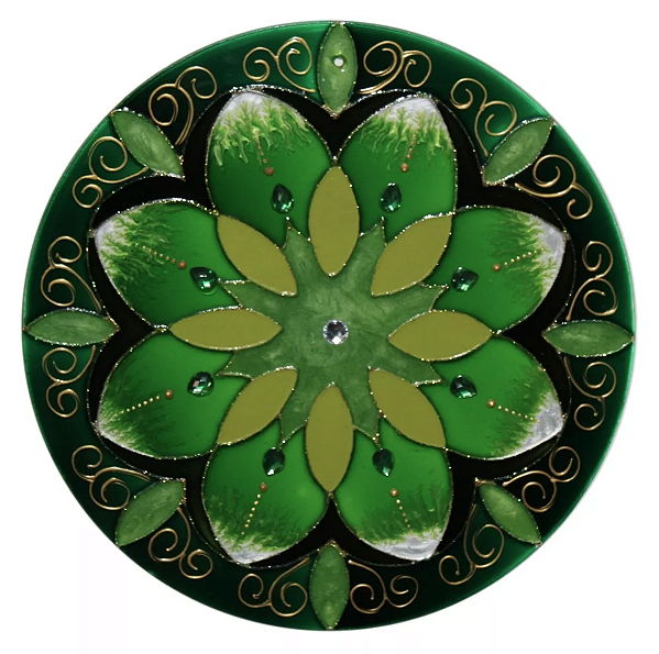 Mandala em Vidro Verde (30cm)