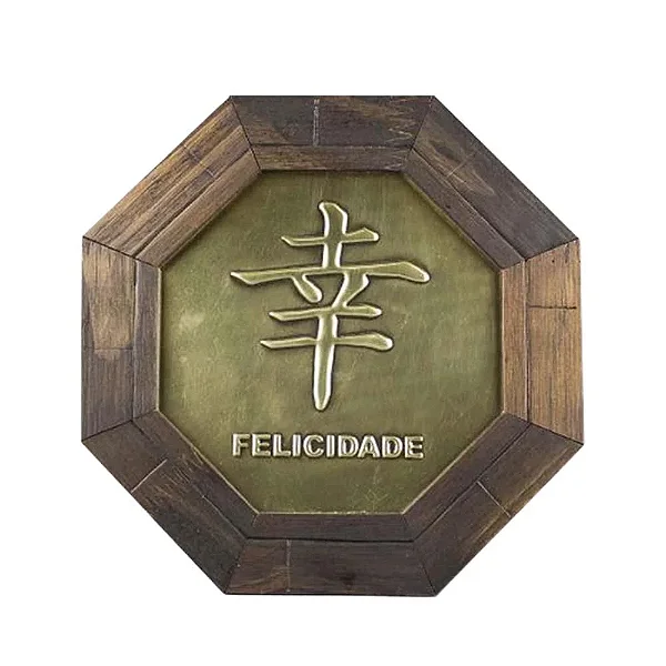 Quadro Oitavado Ideograma Felicidade (18cm)