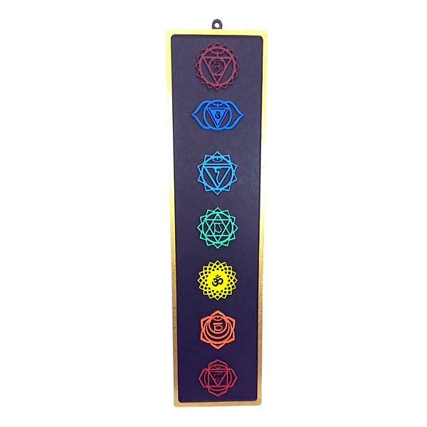 Quadro em Madeira com Simbologia dos 7 Chakras (36cm)