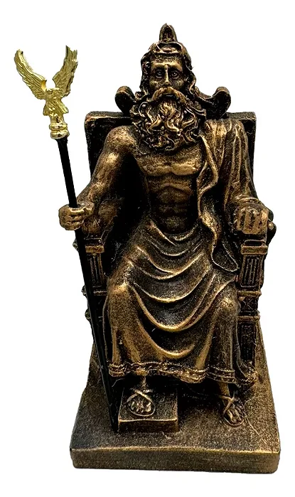 Estátua Deus Zeus no Trono (13cm)