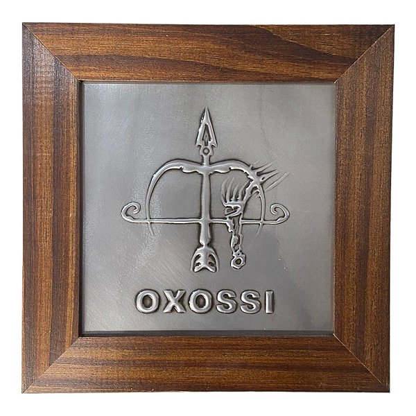 Quadro Orixá Oxóssi em Aço e Madeira (16cm)