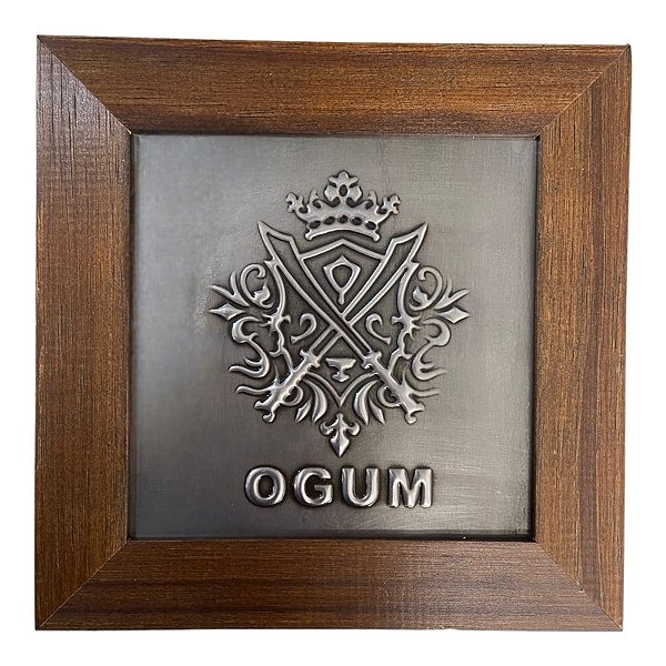 Quadro Orixá Ogum em Aço e Madeira (16cm)