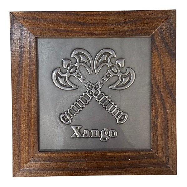 Quadro Orixá Xangô em Aço e Madeira (16cm)