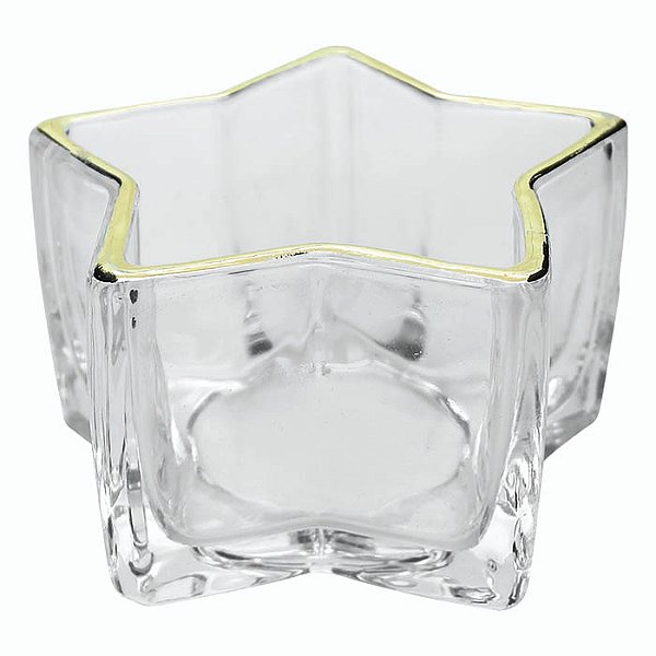 Porta Velas de Vidro Estrela Dourada (10cm)