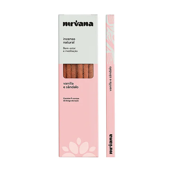 Incenso Natural Vanilla e Sândalo 100% Natural (9 Varetas)