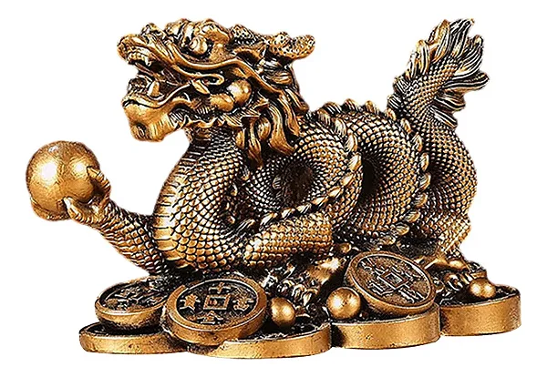 Estátua Dragão Chinês Dourado (11cm)