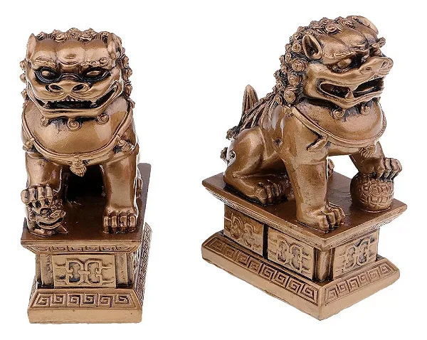 Estátua Leões Budistas Chineses Guardiões (10cm)