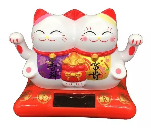 Casal Manekineko com Movimento (Bolsa da Fortuna)