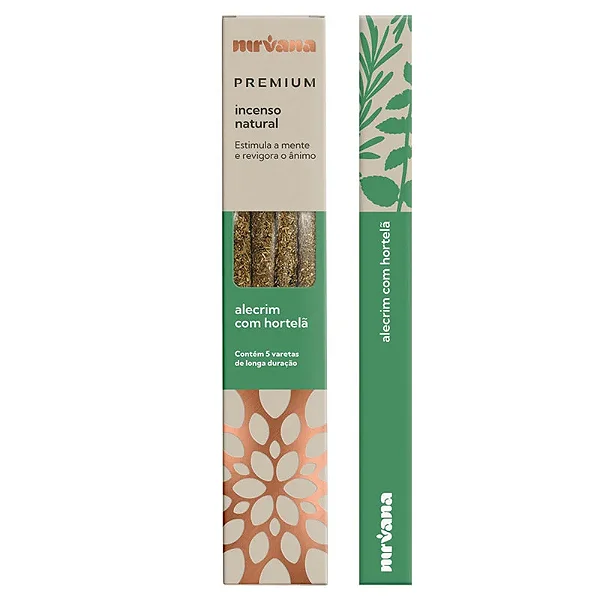 Incenso Natural Alecrim com Hortelã Linha Premium (5 Varetas)