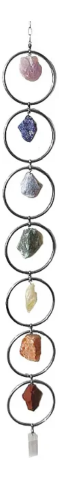 Móbile dos 7 Chakras Prateado com Pedras Naturais (57cm)