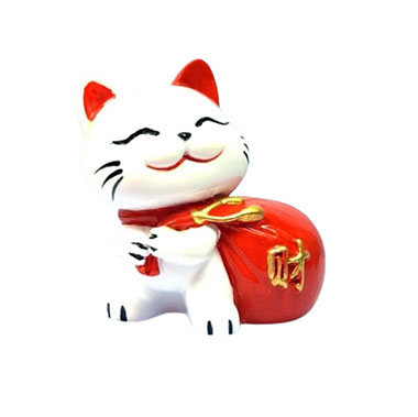 Estátua Gato Manekineko com Saco da Fortuna (6cm)