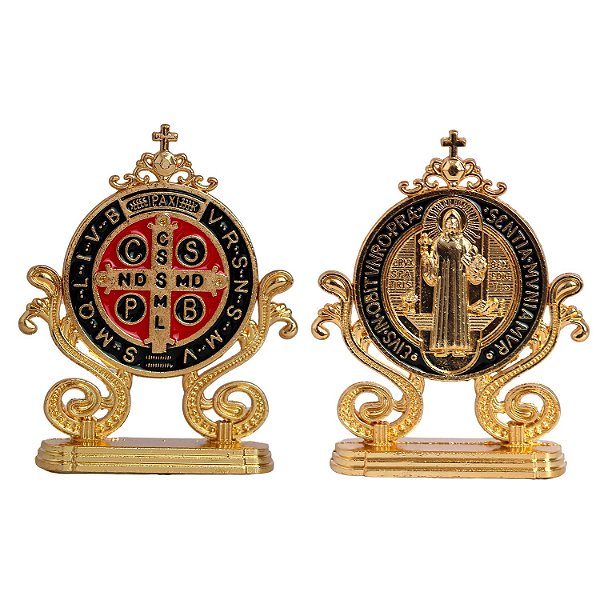Medalha de São Bento com Base em Metal (7cm)