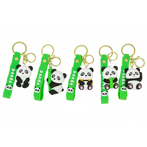 Chaveiro Panda Emborrachado com Argola (14cm)