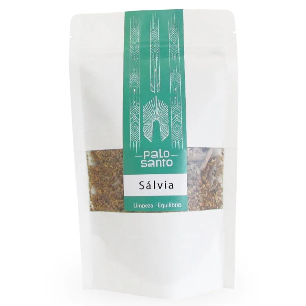 Palo Santo com Sálvia Branca Moído para Defumação (60g)