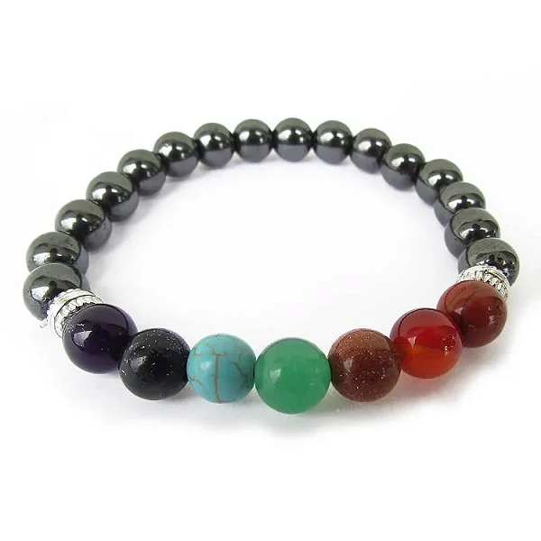 Pulseira dos 7 Chakras com Hematita (8mm)