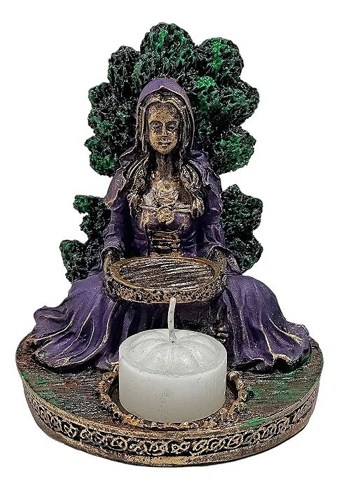 Incensário e Porta Velas Deusa Danu Senhora da Terra e da Água (Fertilidade)