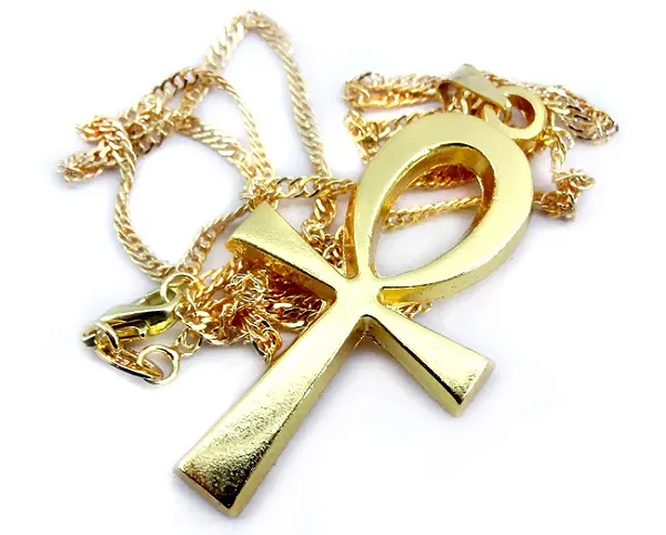 Gargantilha Cruz Ansata Dourada (4cm)