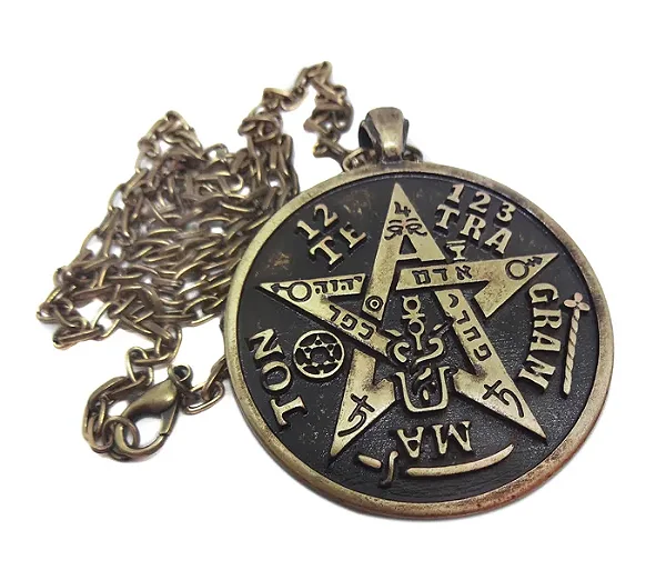 Colar Tetragrammaton em Metal (Ouro Velho)
