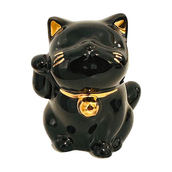 Estátua Manekineko em Porcelana (Preto)