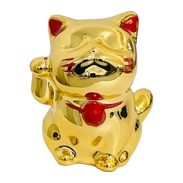 Estátua Manekineko em Porcelana (Dourado)